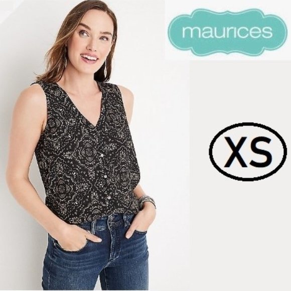 2/$20  Maurices Button down light summer tank top with geometric bandana print - Picture 1 of 3